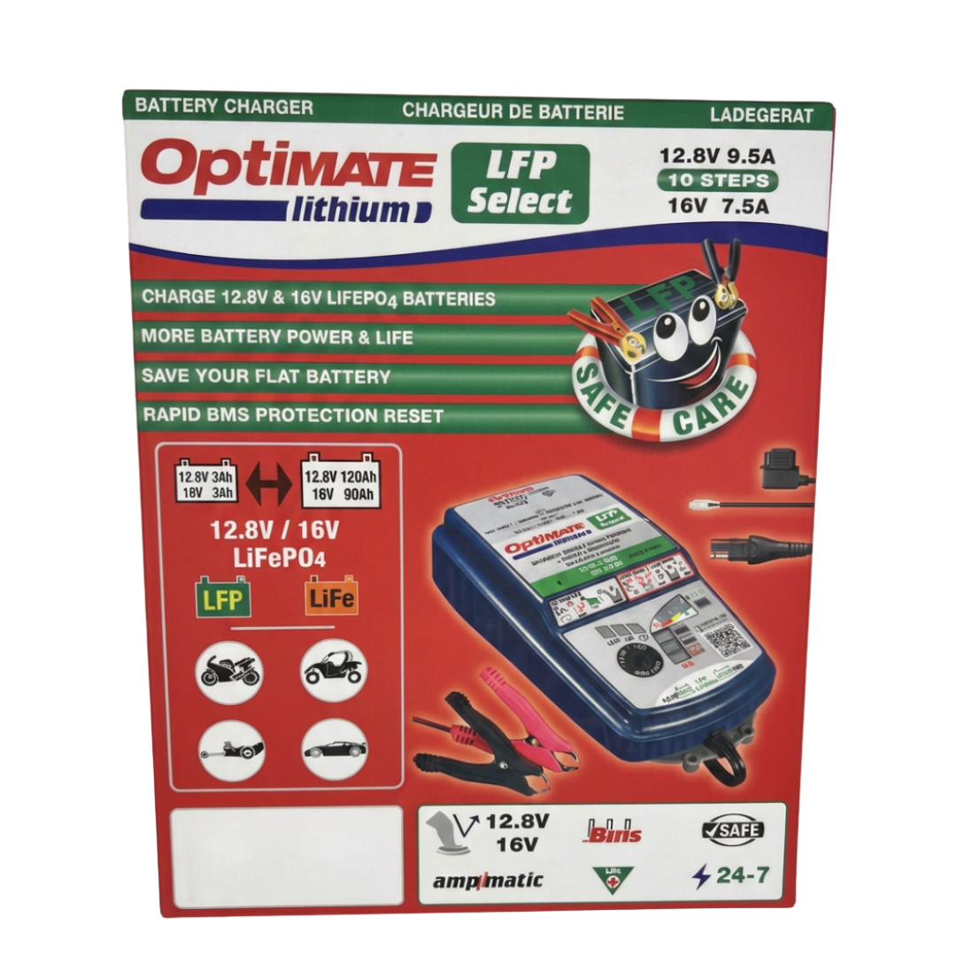 Optimate | Lithium Battery Charger | LFP Select | 12.8V & 16V LiFePO4