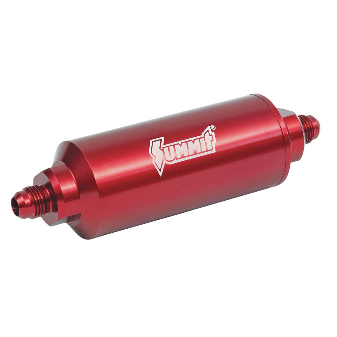 Summit Racing™ Inline Billet 100 Microns Fuel Filter | With -6 AN Inlet Size | Red