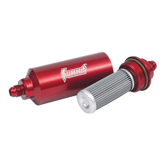 Summit Racing™ Inline Billet 100 Microns Fuel Filter | With -6 AN Inlet Size | Red