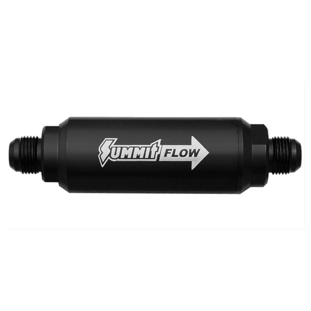 Summit Racing™ Inline Billet 100 Microns Fuel Filter | -8 & -10 AN Inlet Size | Black