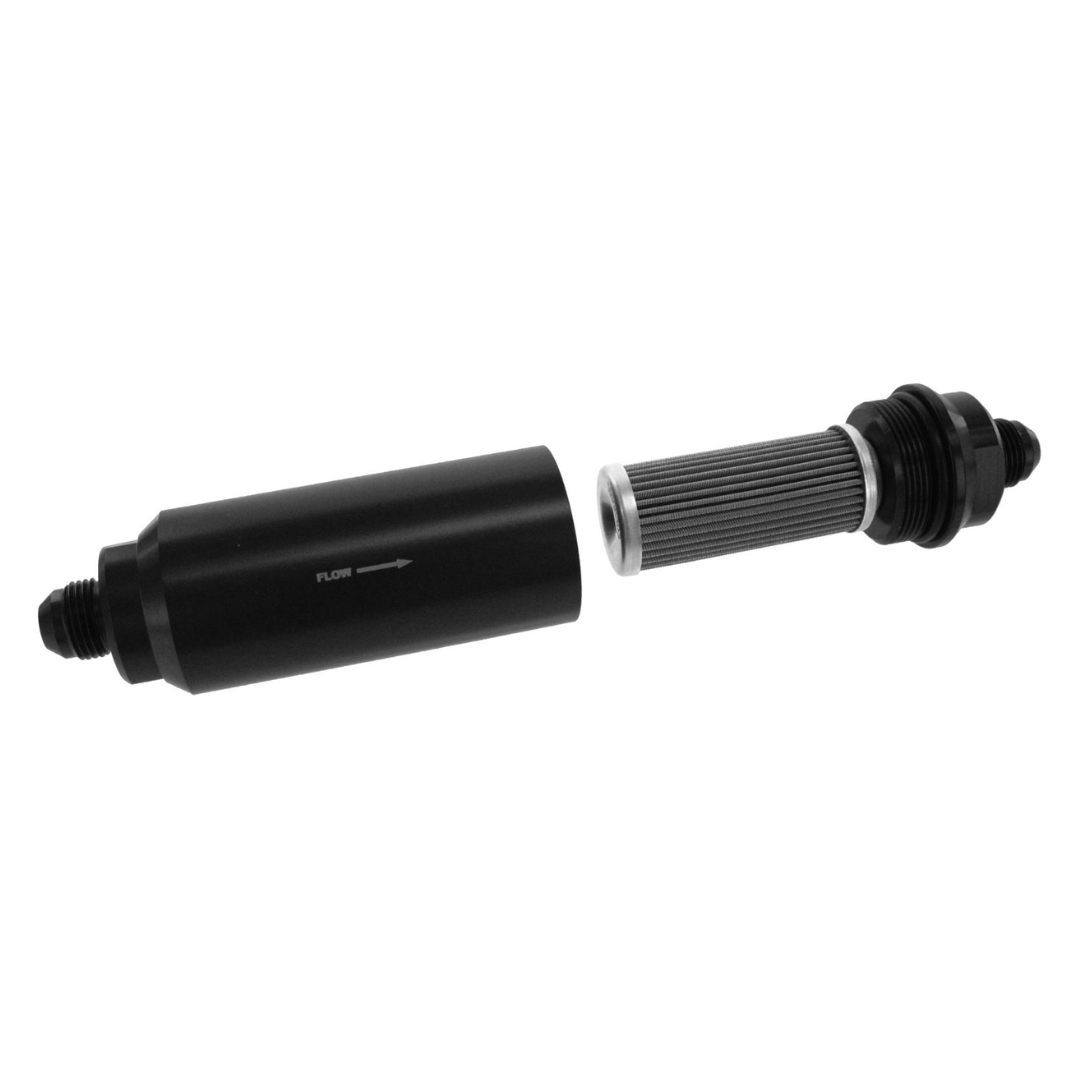 Summit Racing™ Inline Billet 100 Microns Fuel Filter | -8 & -10 AN Inlet Size | Black