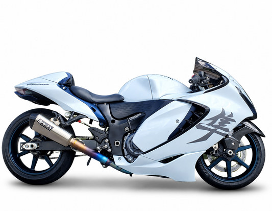 CT Single Full System w/ 16" Muffler Suzuki Hayabusa (22-26) LOGO - Black w/ Silver Letters